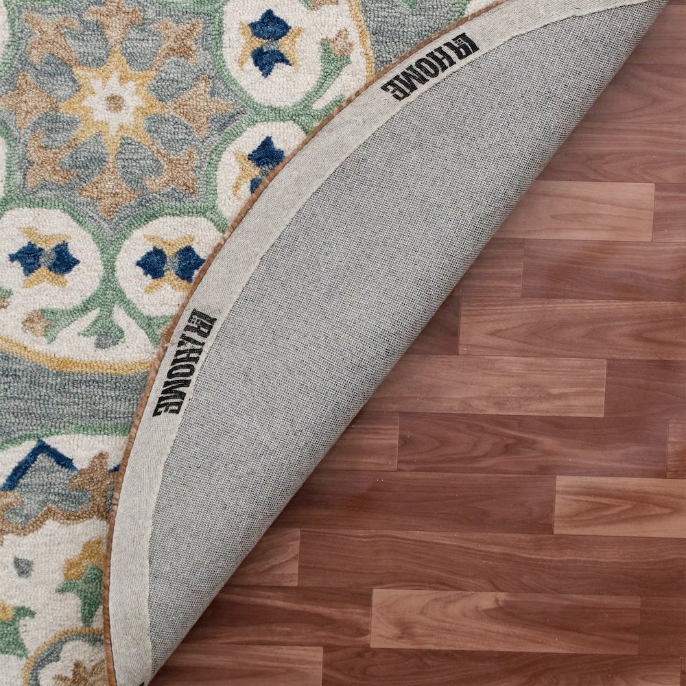 RugsA Gray/Brown Suzani Wool Round Rug. Picture 6