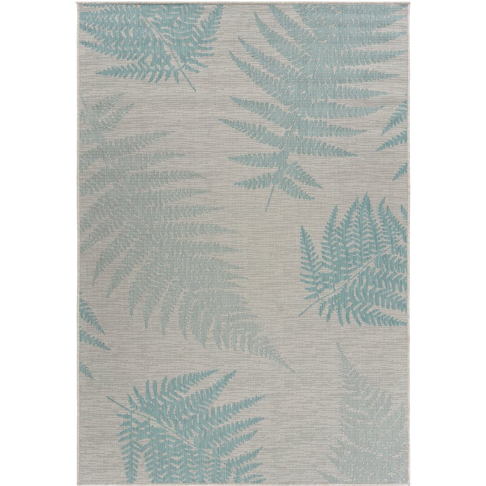 Teal Fallen Fern Indoor/Outdoor Rug. Picture 1