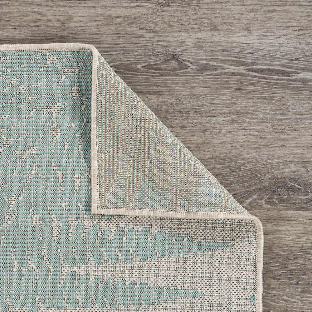 Teal Fallen Fern Indoor/Outdoor Rug. Picture 3