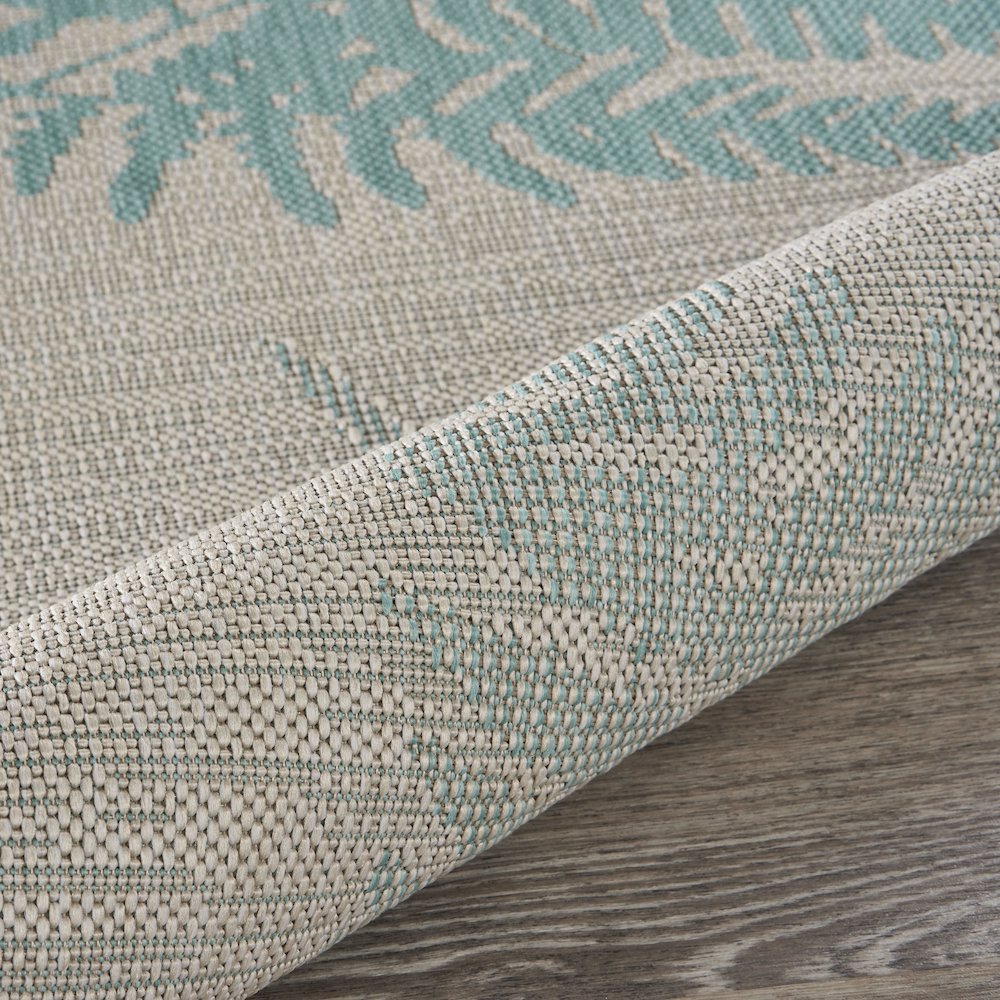 Teal Fallen Fern Indoor/Outdoor Rug. Picture 4