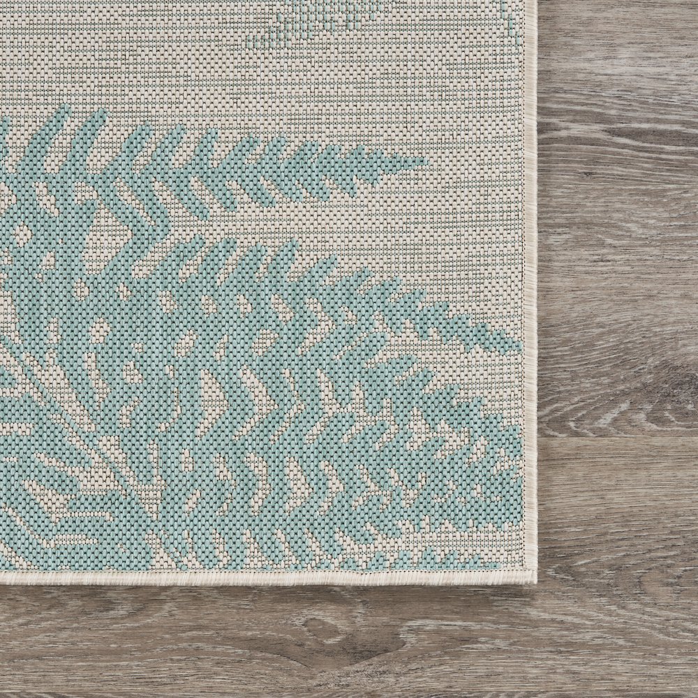 Teal Fallen Fern Indoor/Outdoor Rug. Picture 5