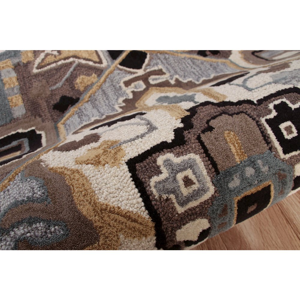 Southwestern Winter Cabin Medallion Shape Rug. Picture 5