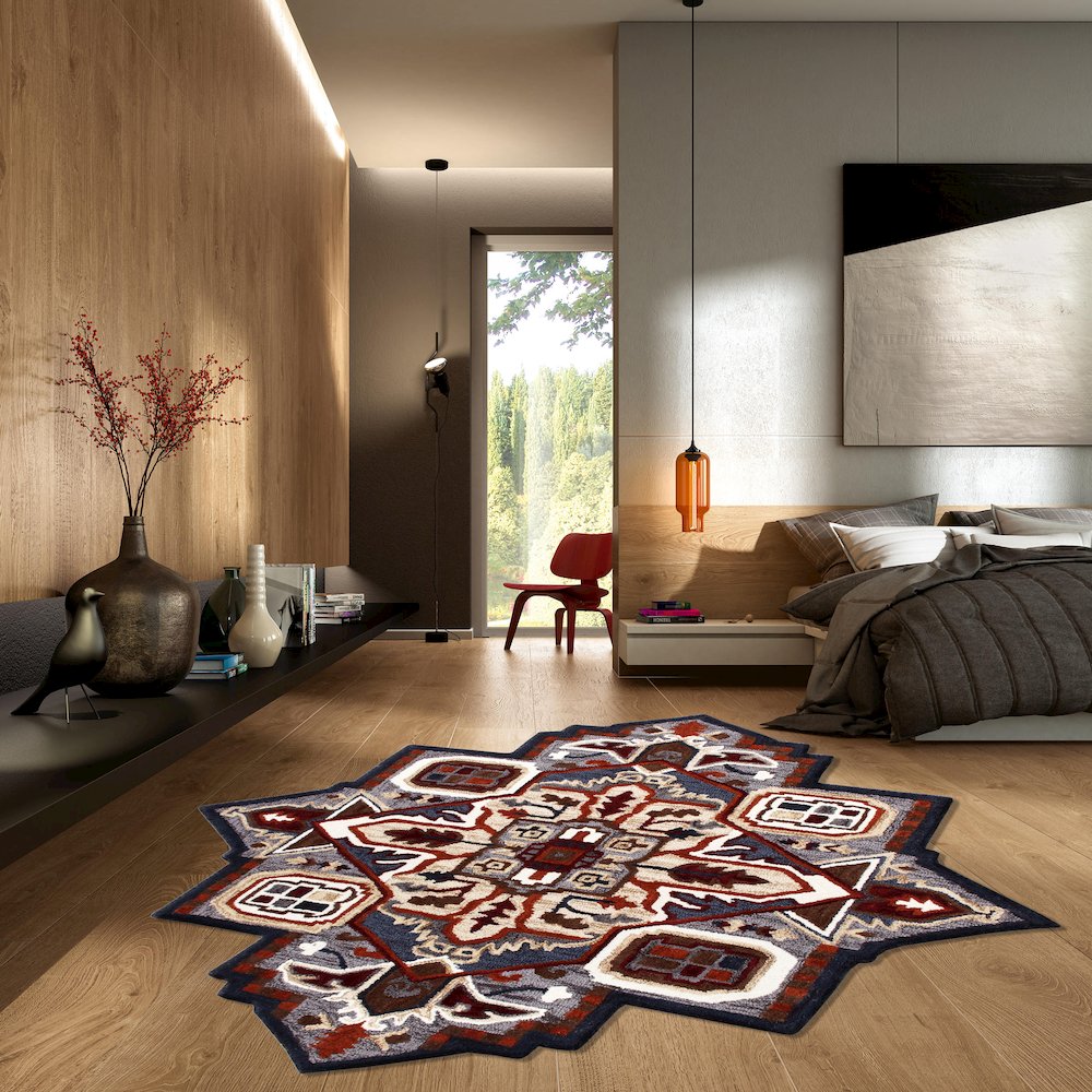 Southwestern Fall Cabin Medallion Shape Rug. Picture 7