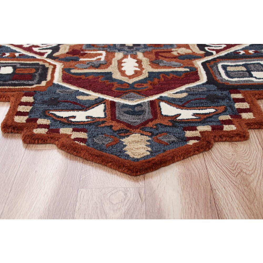 Bold Southwestern Summer Cabin Medallion Shape Rug. Picture 4