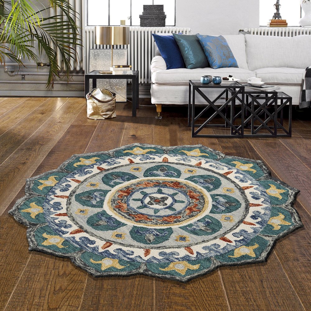 Eclectic Floral Mandala Indoor Area Rug. Picture 6
