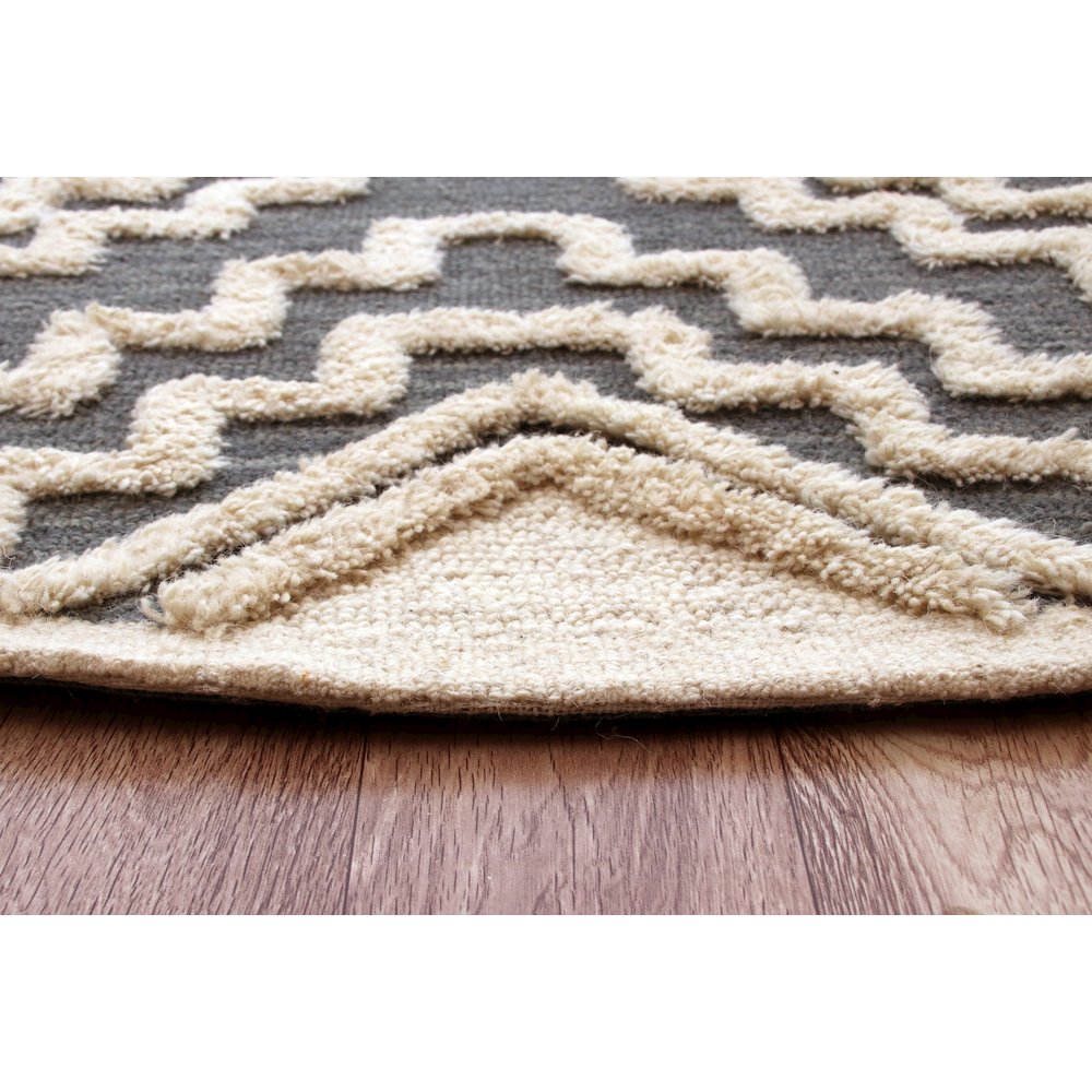 Evette Rios Sinuous Contemporary Tufted Geometric Wool Blend Area Rug, 6' Round. Picture 4