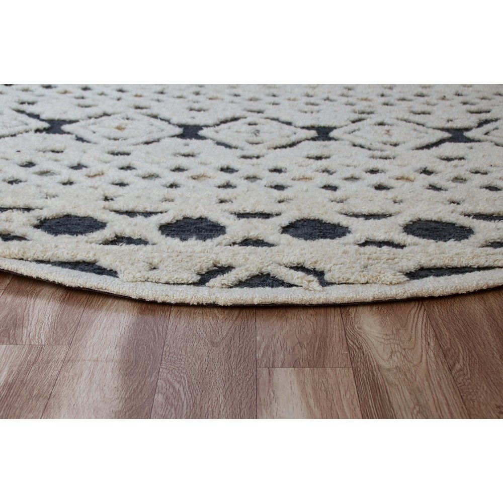 Evette Rios Sinuous Geometric/Striped Hand-Tufted Wool Blend Area Rug, 6' Round. Picture 4