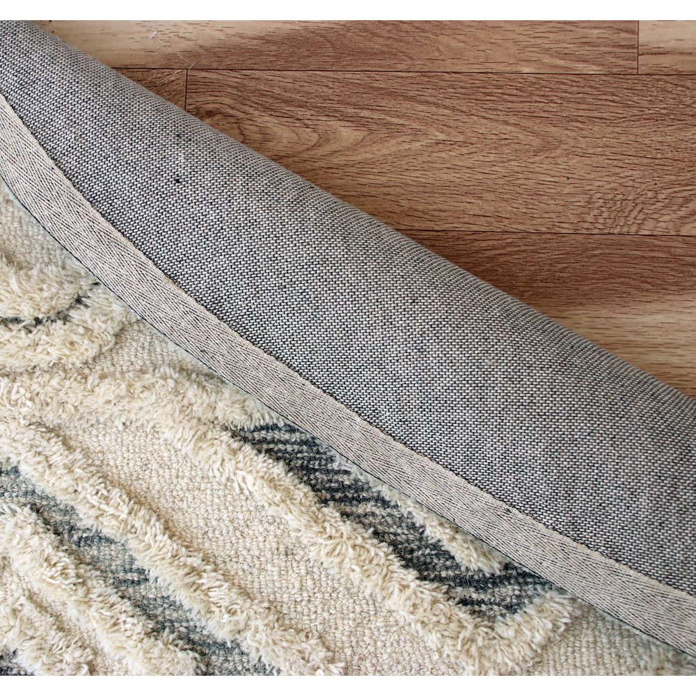 Sinuous Contemporary Tufted Geometric Motif Wool Blend Area Rug, Ivory, 6' Round. Picture 2