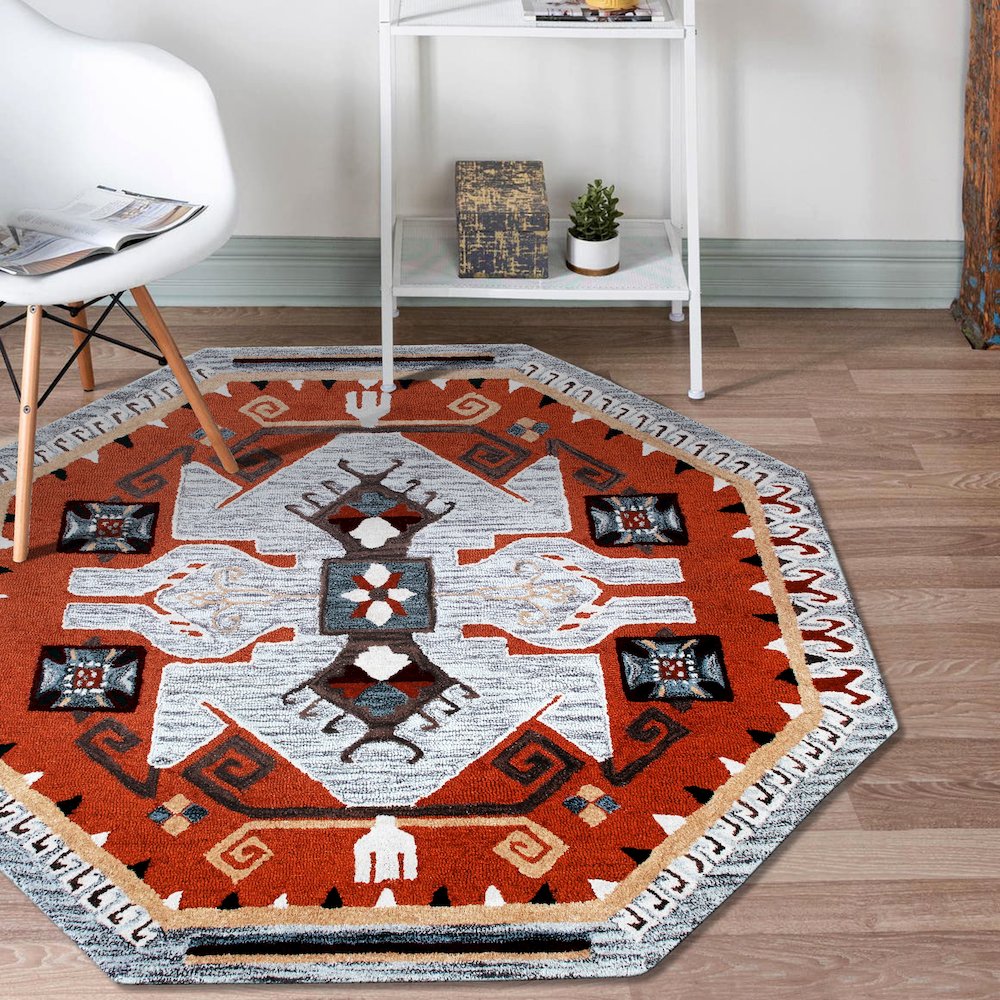 Terracotta Textile Southwestern Shape Rug. Picture 6