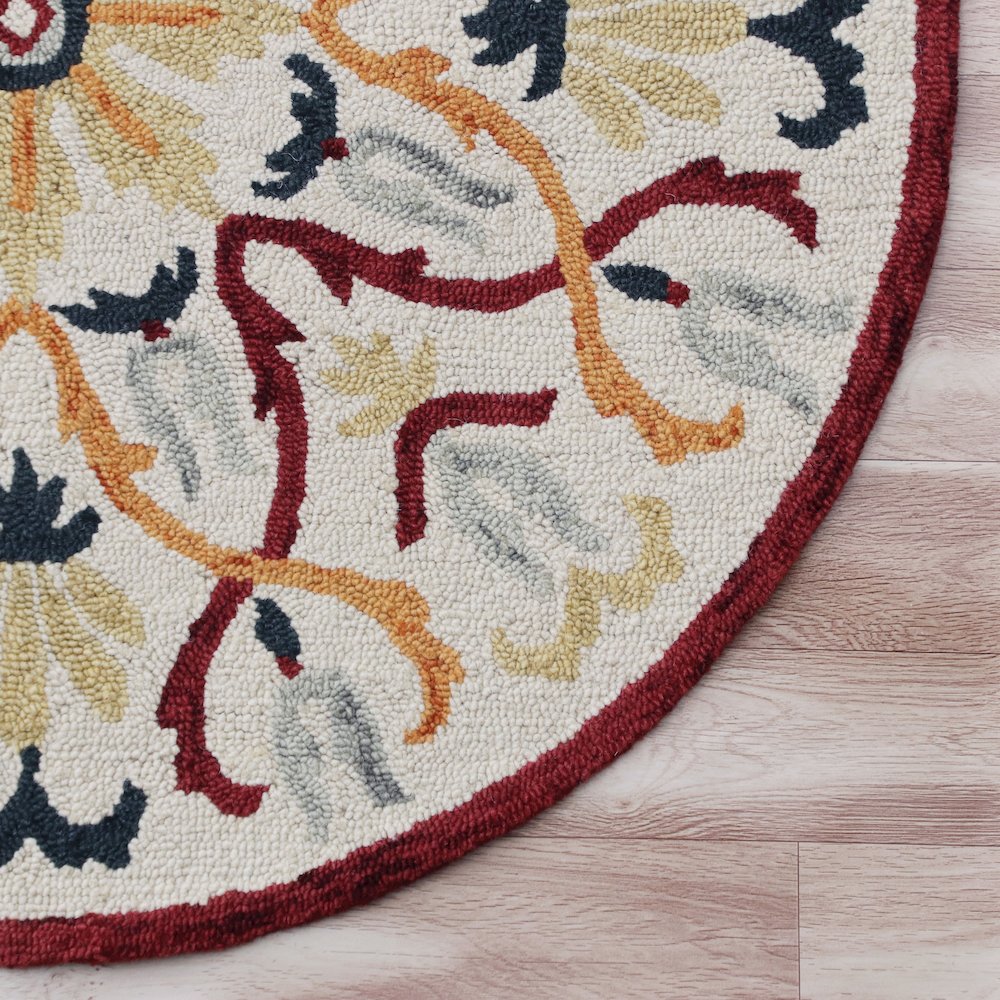 Hand Tufted Electric Floral Medallion Round Rug. Picture 2