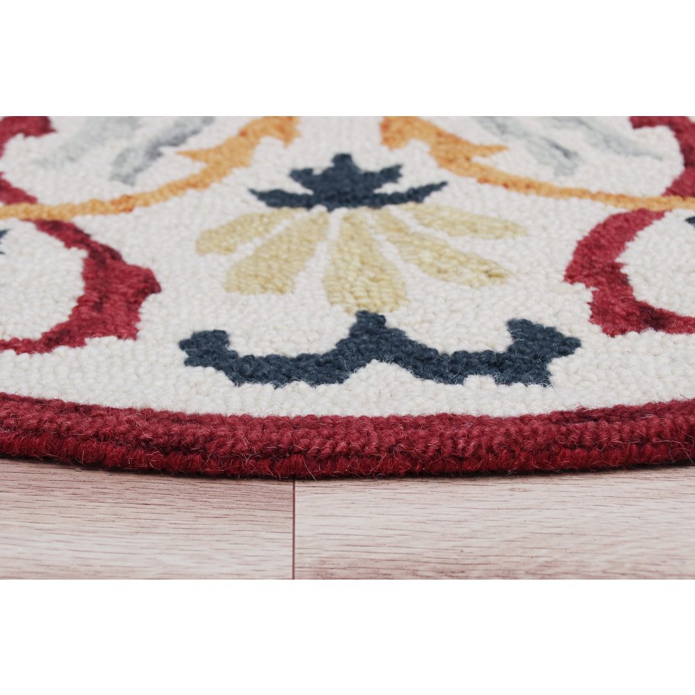 Hand Tufted Electric Floral Medallion Round Rug. Picture 4