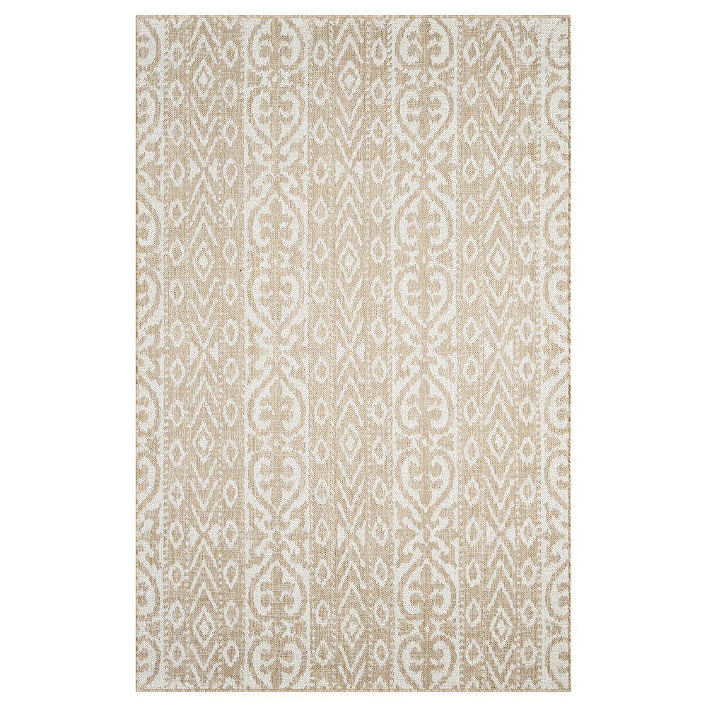 Beige/Ivory Ikat Transitional Indoor/Outdoor Area Rug. Picture 1