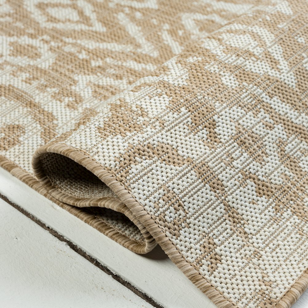 Beige/Ivory Ikat Transitional Indoor/Outdoor Area Rug. Picture 4