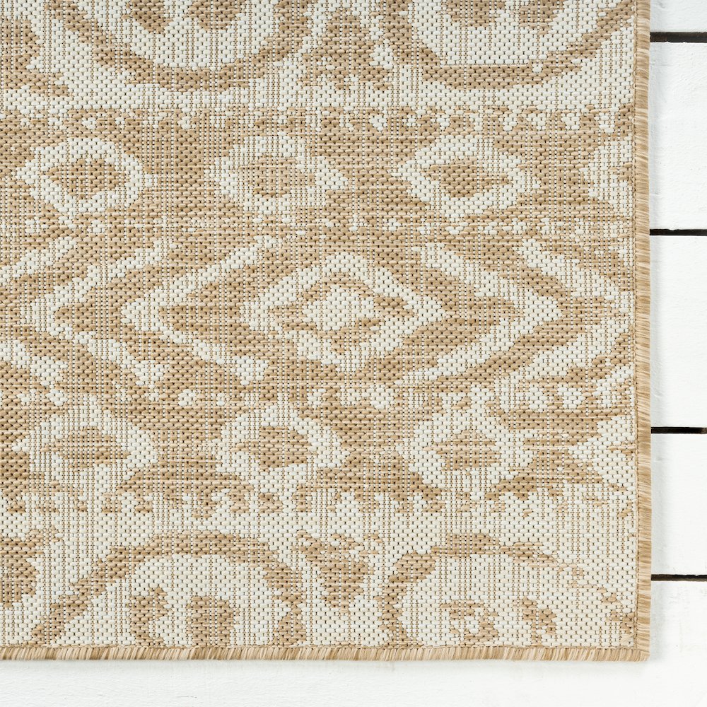 Beige/Ivory Ikat Transitional Indoor/Outdoor Area Rug. Picture 5
