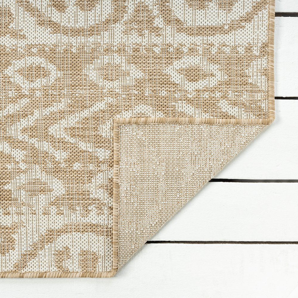 Beige/Ivory Ikat Transitional Indoor/Outdoor Area Rug. Picture 6