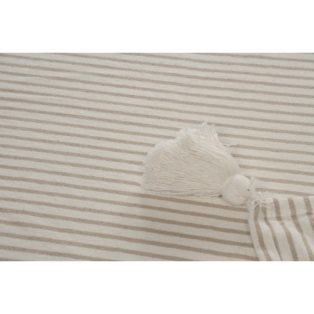 Gray/White Striped All-Natural Cotton Throw Blanket. Picture 3