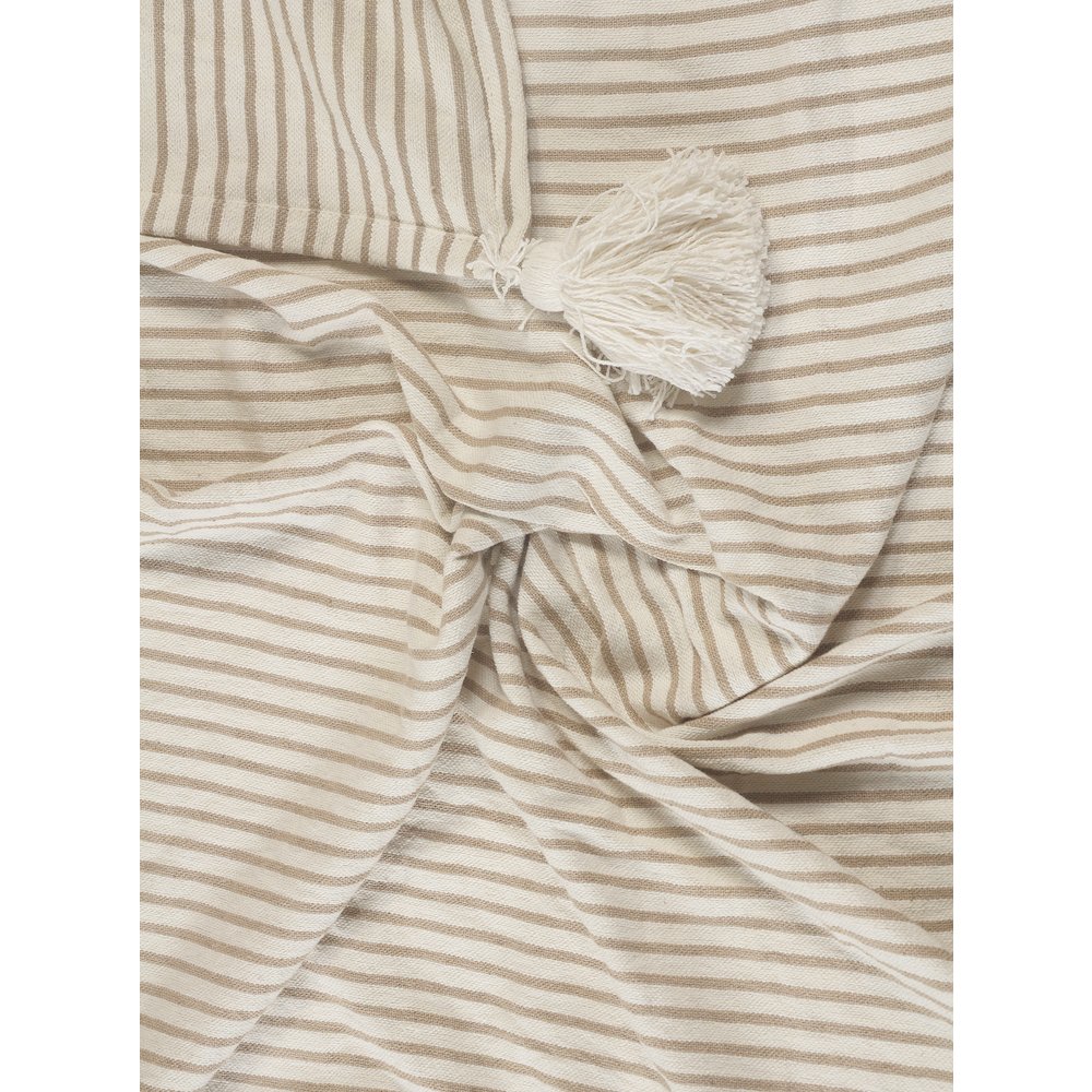Gray/White Striped All-Natural Cotton Throw Blanket. Picture 4