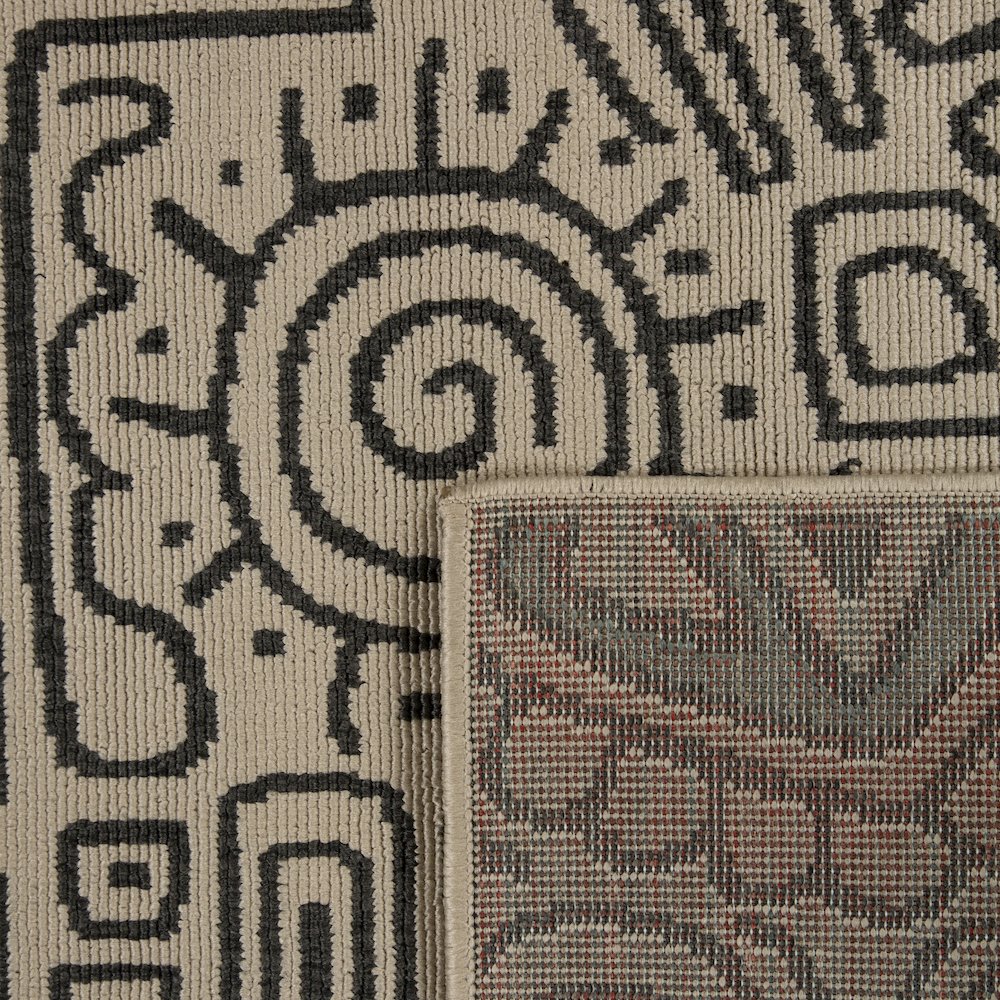 Evette Rios Ivory/Black Bohemian Abstract Polypropylene Indoor/Outdoor Area Rug. Picture 5