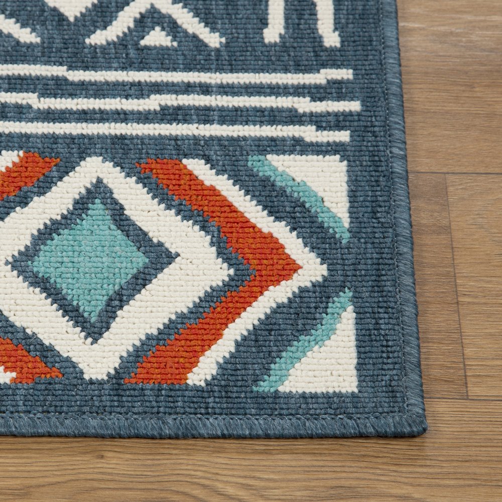 Evette Rios Ivory/Navy Bohemian Tribal Polypropylene Indoor/Outdoor Area Rug. Picture 4