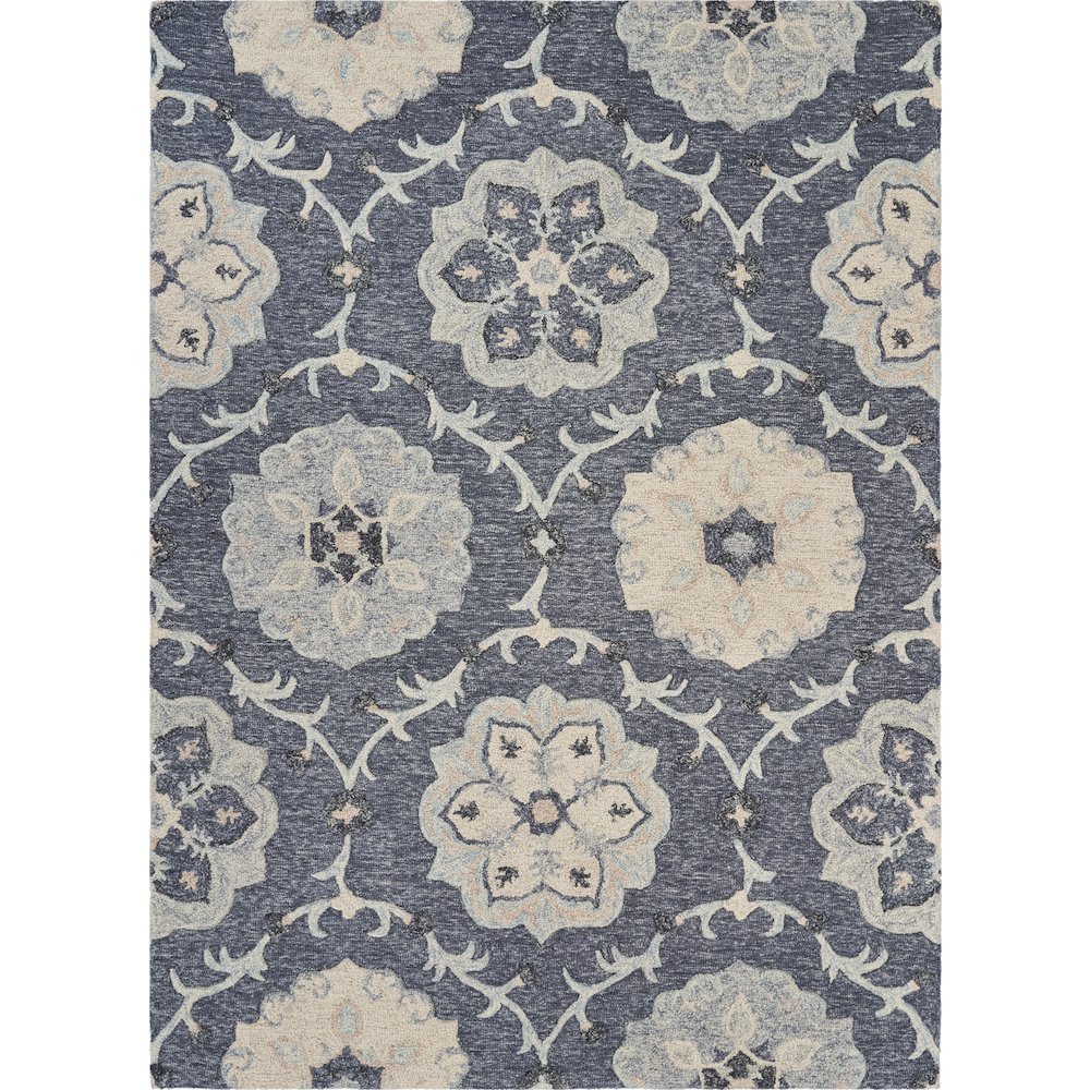 Deep Gray Floral Garden Area Rug 7'0"x9'0". Picture 1
