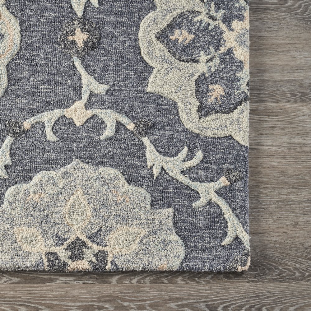 Deep Gray Floral Garden Area Rug 7'0"x9'0". Picture 5