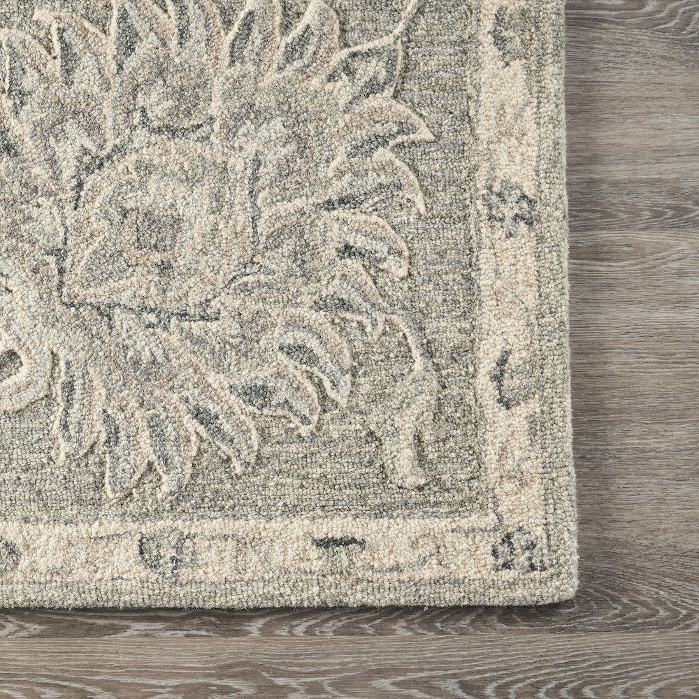 Light Gray Traditional Botanical Area Rug 7'0"x9'0". Picture 5