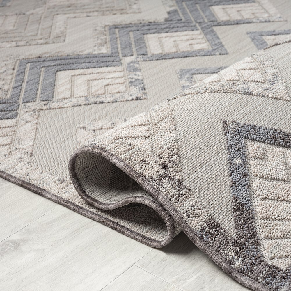 Westport Light Blue/Ivory Chevron PET Yarn Indoor/Outdoor Area Rug. Picture 3
