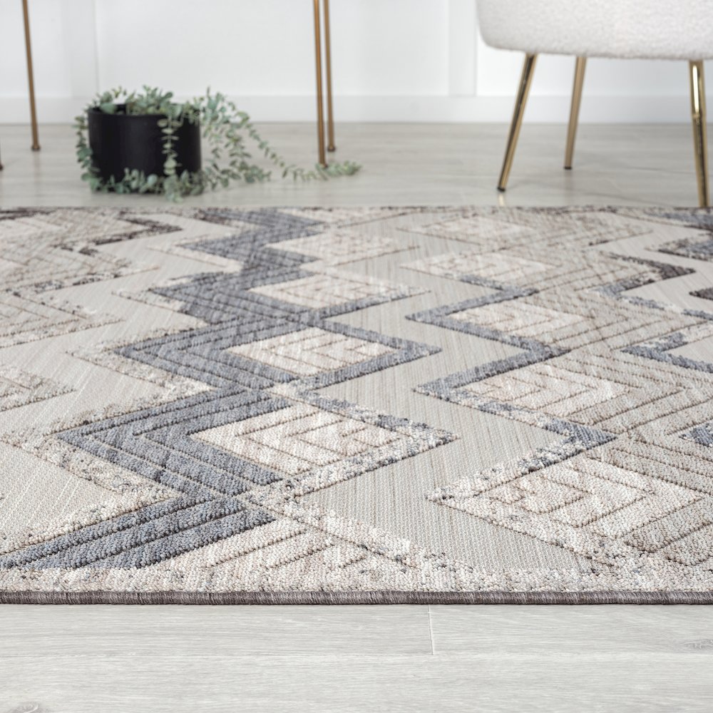 Westport Light Blue/Ivory Chevron PET Yarn Indoor/Outdoor Area Rug. Picture 8