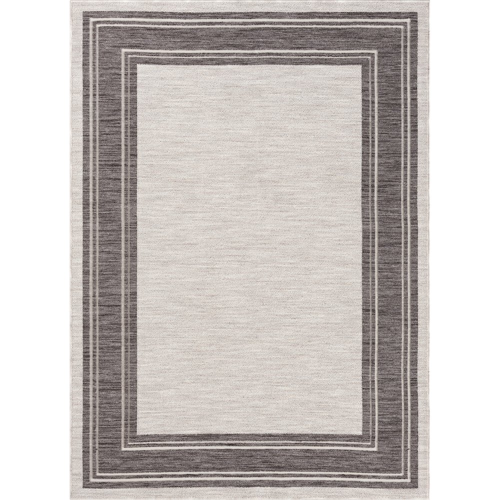 Westport Ivory/Gray Bordered PET Yarn Indoor/Outdoor Area Rug. Picture 1