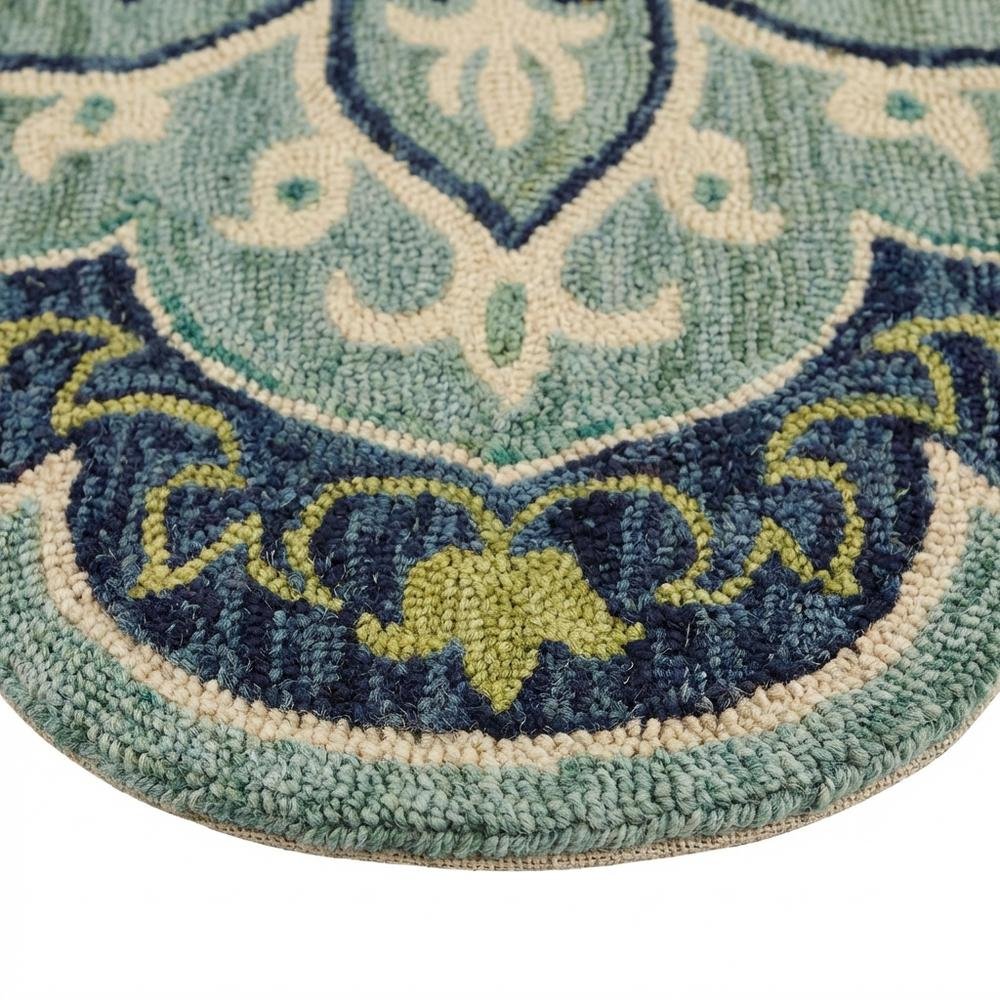 Blue Indoor Area Rug In Classic Round Style For Living Room And Bedroom. Picture 6
