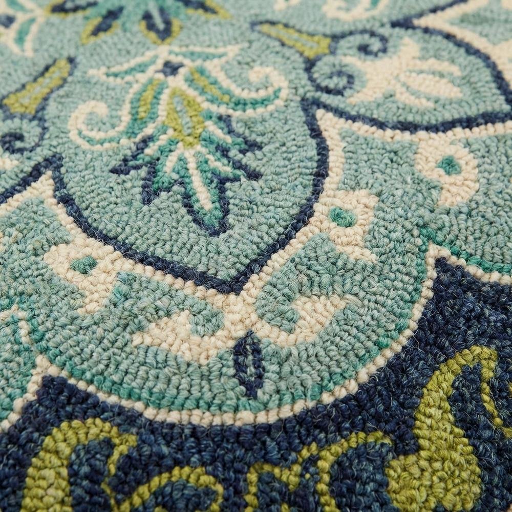 Blue Indoor Area Rug In Classic Round Style For Living Room And Bedroom. Picture 5