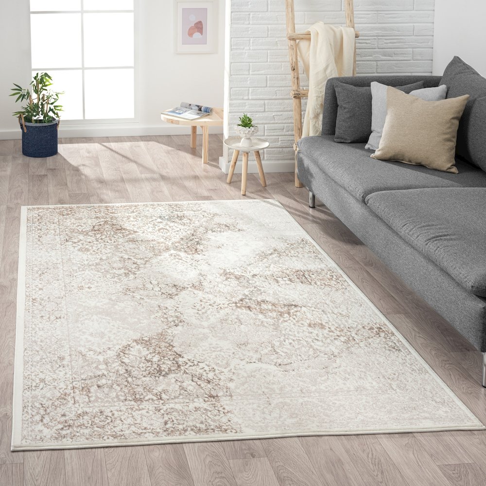 Antalya Durable Performance Area Rug Indoor in Beige/Cream, 7'5" x 9'5". Picture 2