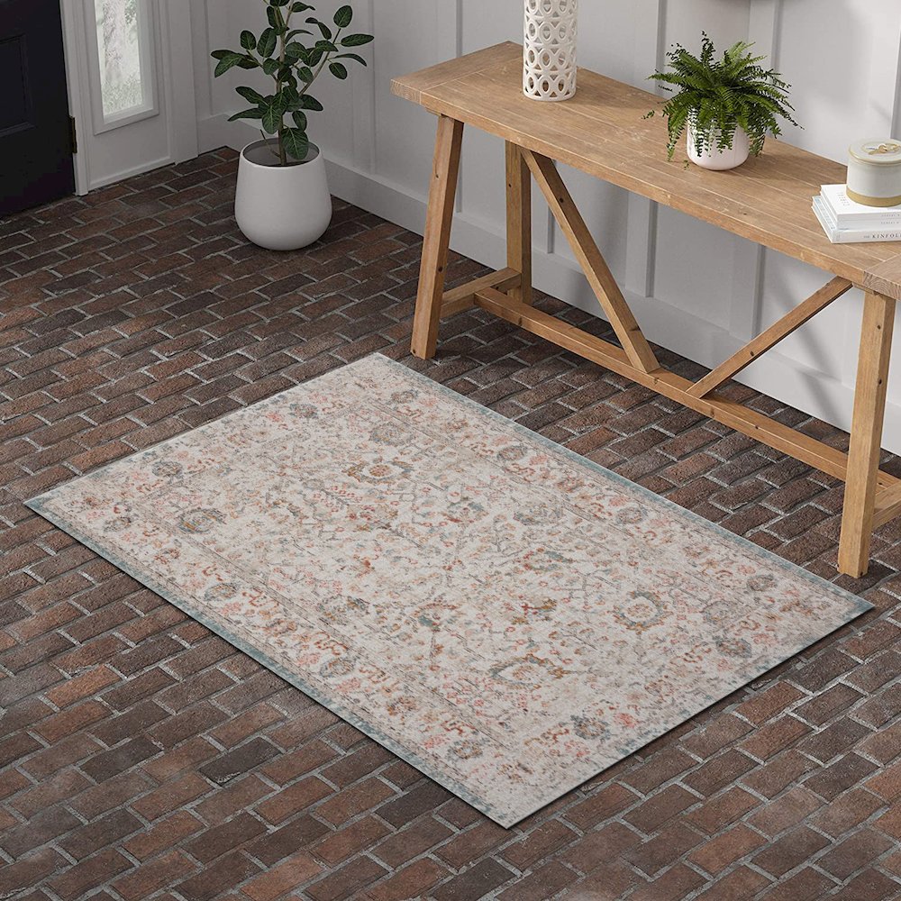 Antiquity Durable Performance Area Rug Outdoor in Ivory/Multicolored, 9' x 12'. Picture 2