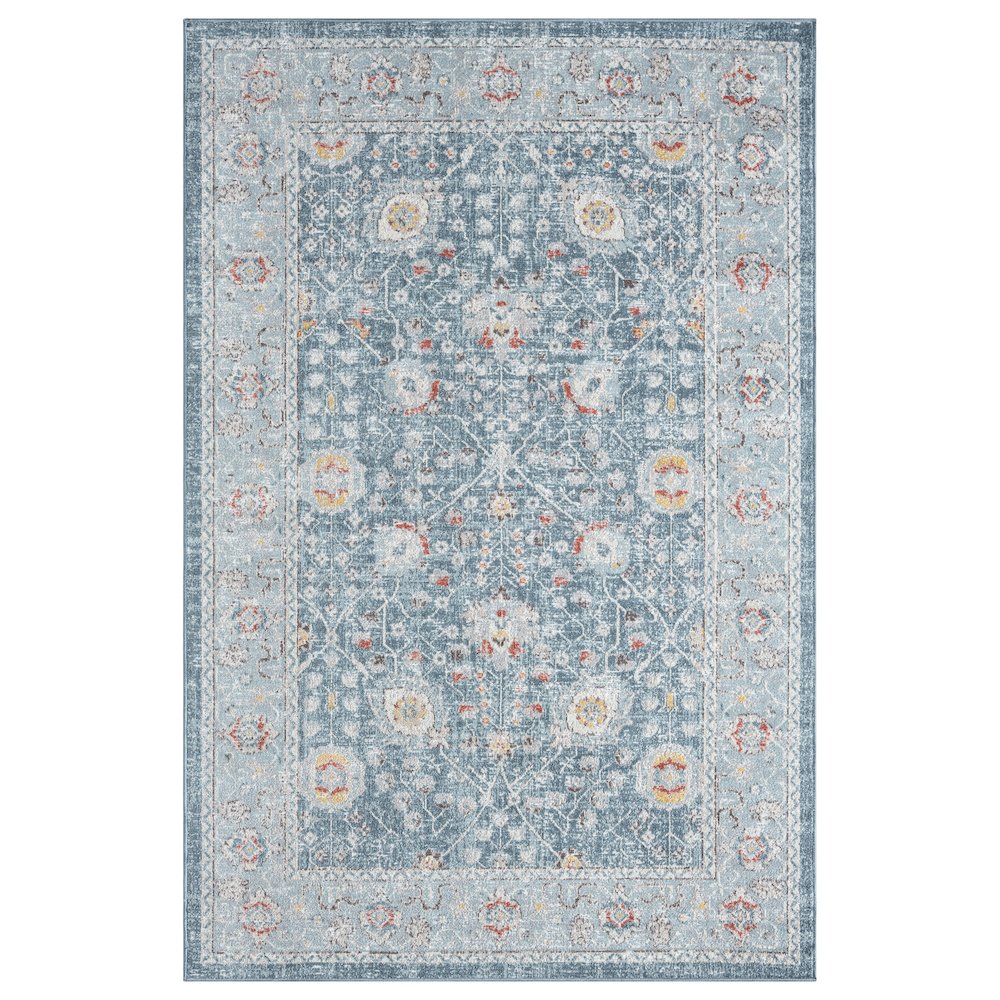 Antiquity Durable Performance Area Rug Outdoor in Blue, 5'3" x 7'10". Picture 1