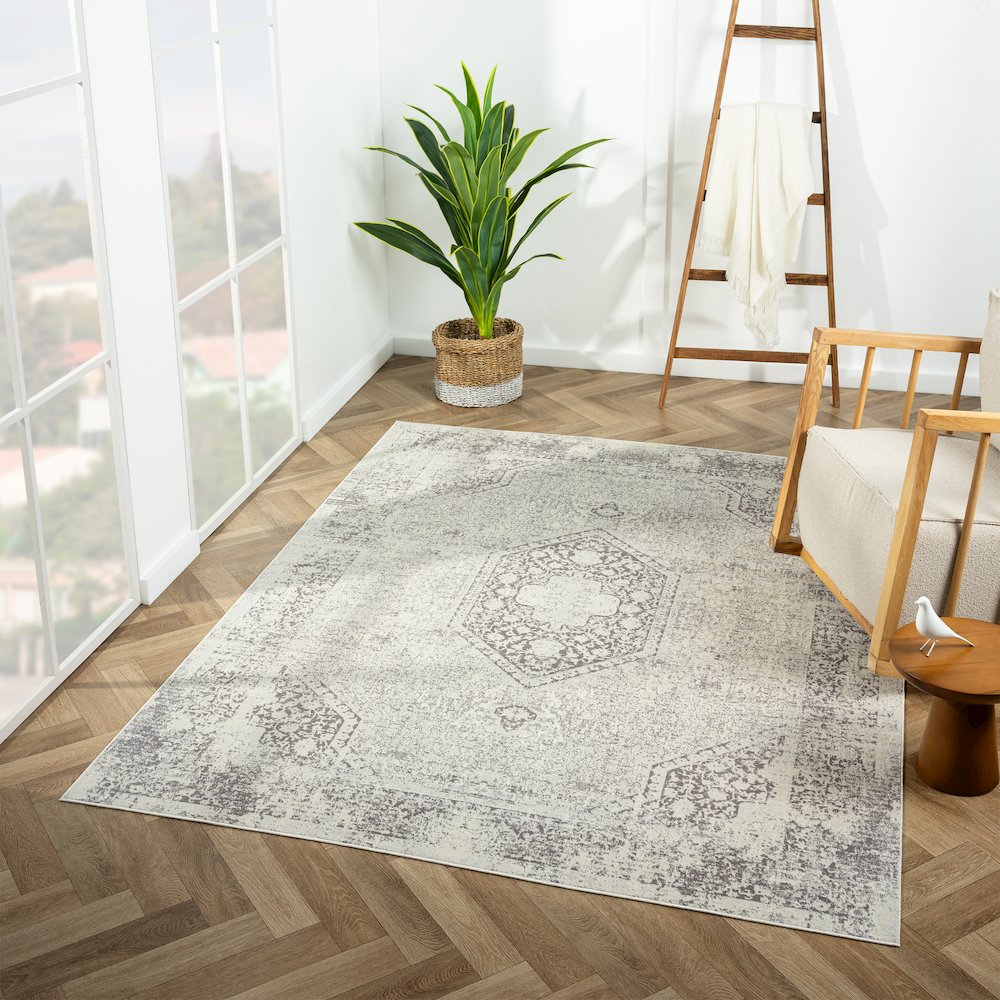 Aria Durable Performance Area Rug Indoor in Gray, 7'10" x 9'10". Picture 2