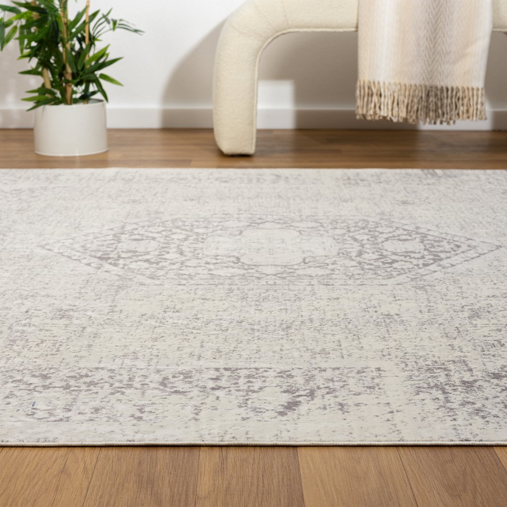 Aria Durable Performance Area Rug Indoor in Gray, 5'3" x 7'. Picture 3