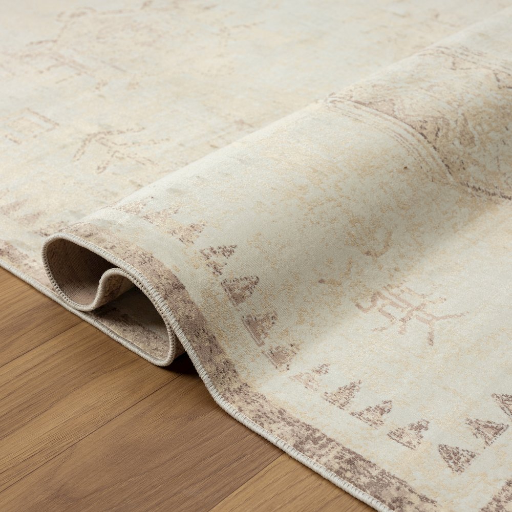 Aria Durable Performance Area Rug Indoor in Beige, 5'3" x 7'. Picture 4