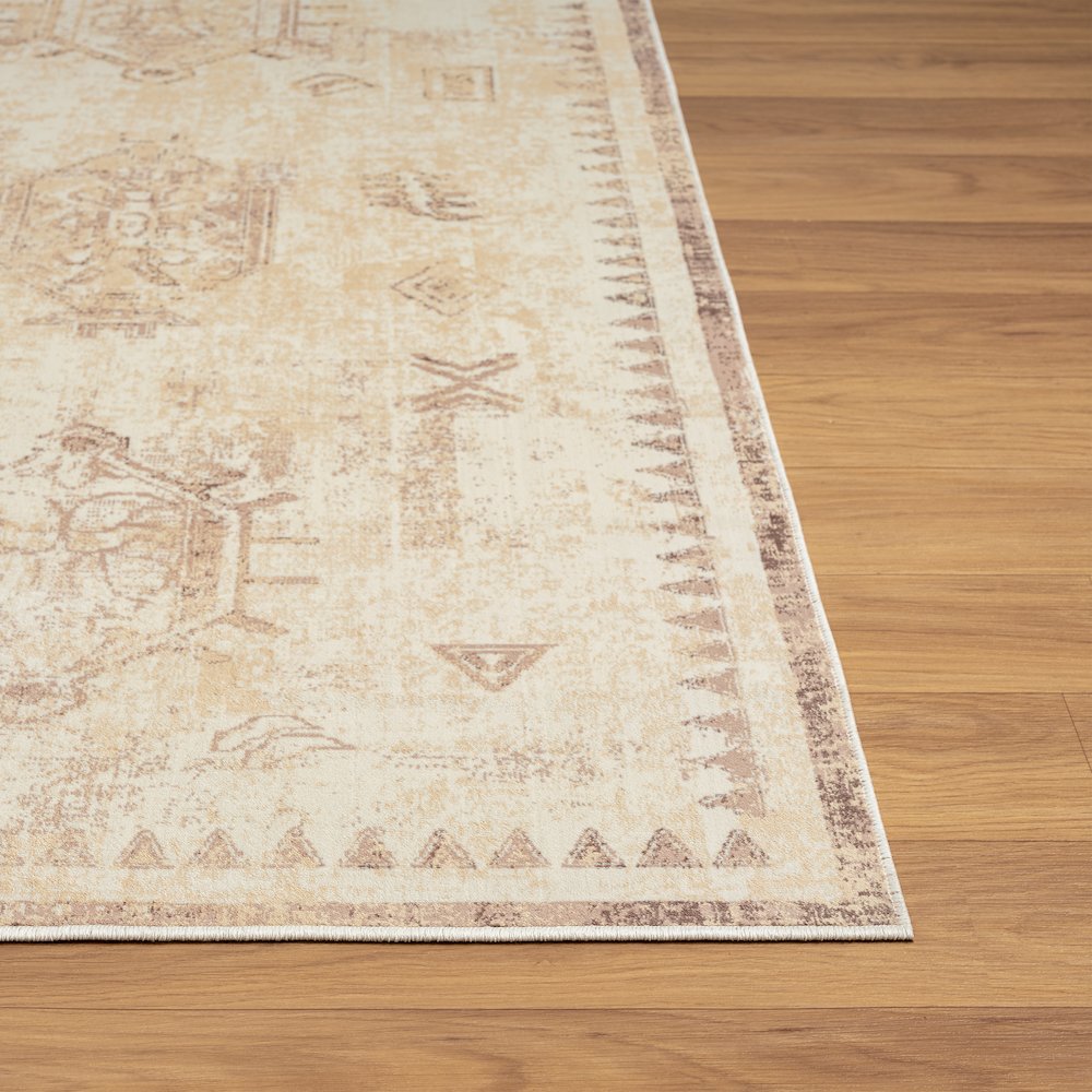 Aria Durable Performance Area Rug Indoor in Beige, 5'3" x 7'. Picture 5