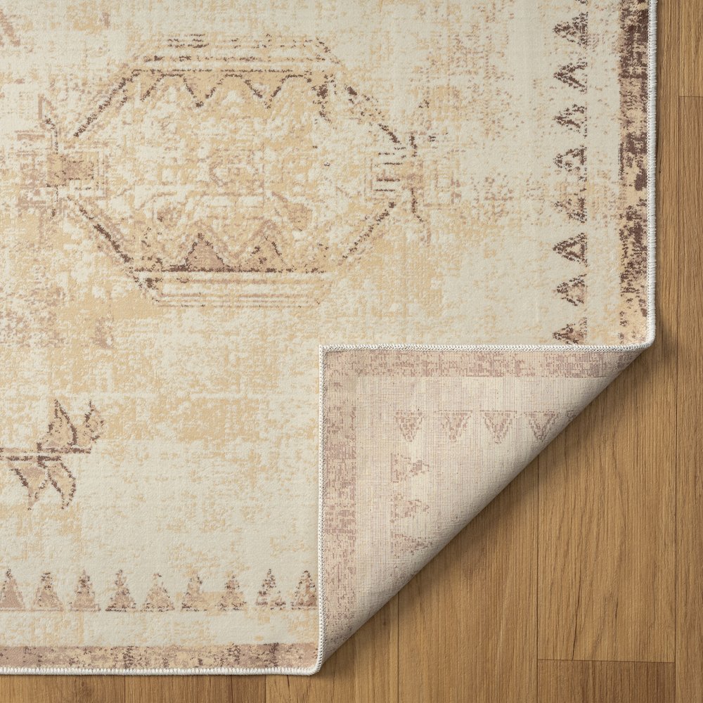 Aria Durable Performance Area Rug Indoor in Beige, 5'3" x 7'. Picture 6