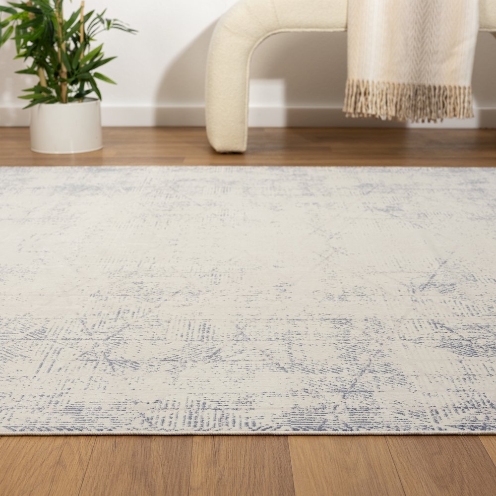 Aria Durable Performance Area Rug Indoor in Gray/Blue, 5'3" x 7'. Picture 3