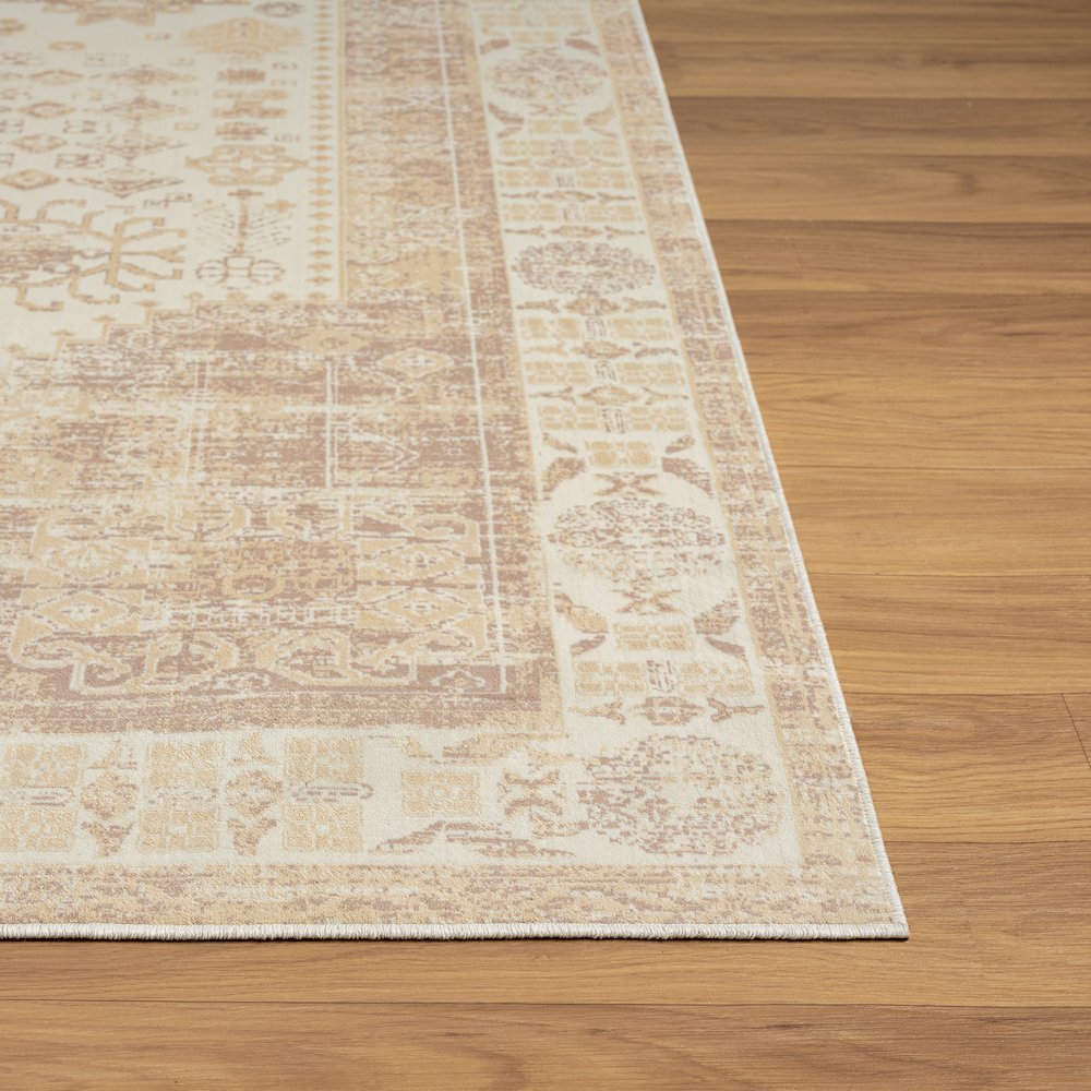 Aria Durable Performance Area Rug Indoor in Beige, 5'3" x 7'. Picture 5