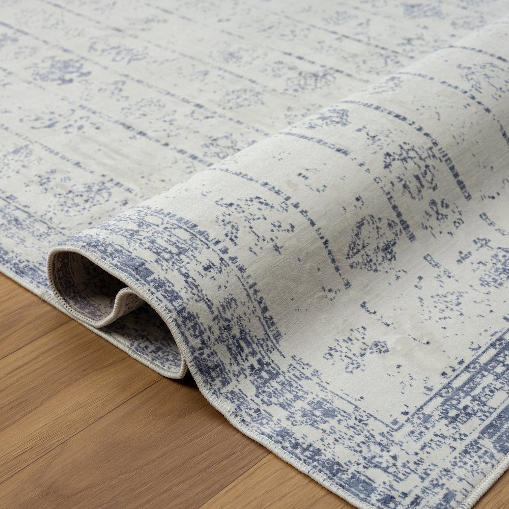 Aria Durable Performance Area Rug Indoor in Gray/Blue, 5'3" x 7'. Picture 4