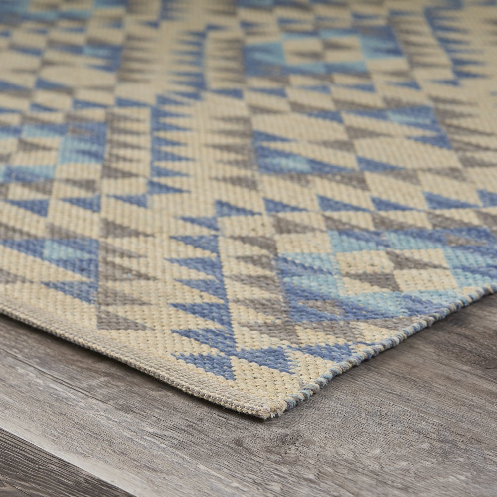 Tula Cotton Blend Area Rug Indoor in Blue/Cream, 5' x 7'. Picture 5