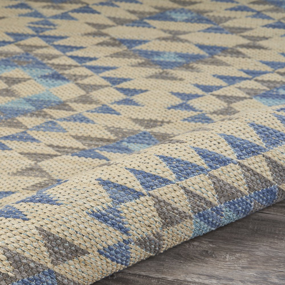 Tula Cotton Blend Area Rug Indoor in Blue/Cream, 5' x 7'. Picture 3