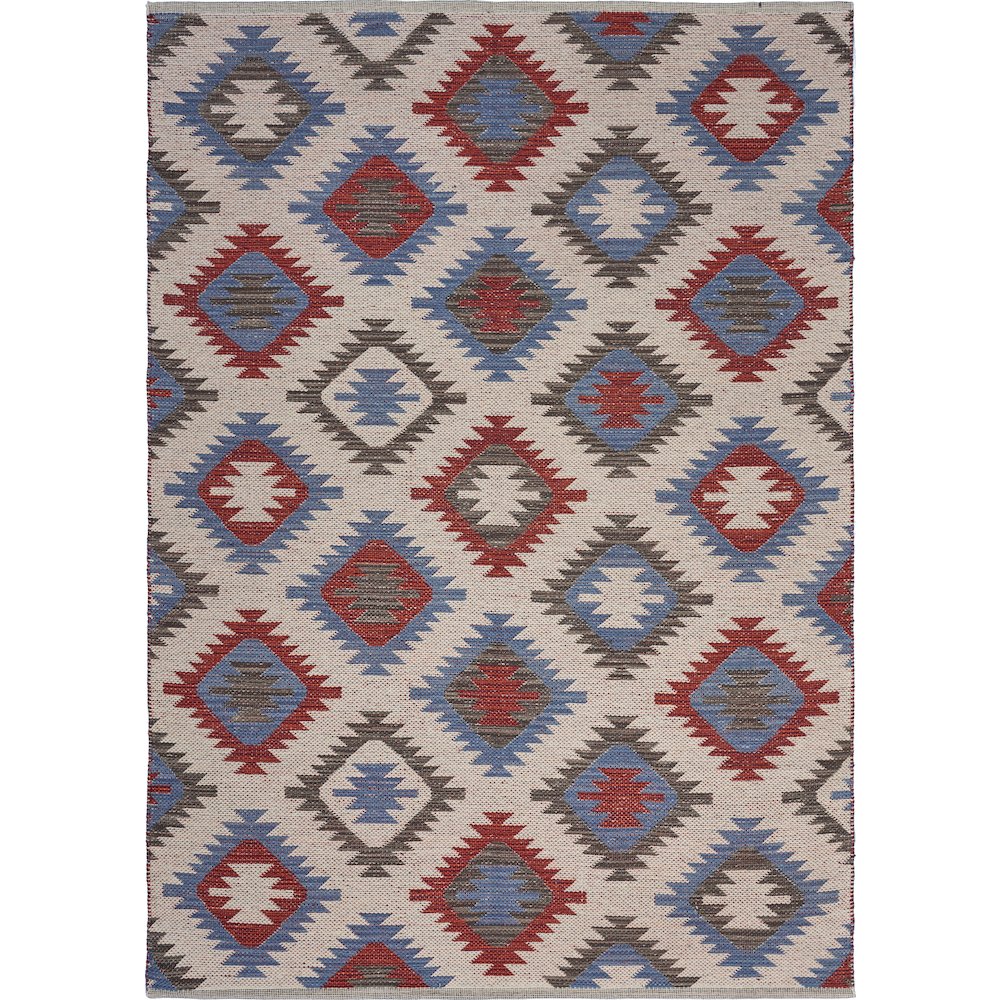 Tula Cotton Blend Area Rug Indoor in Red/Blue, 5' x 7'. Picture 1