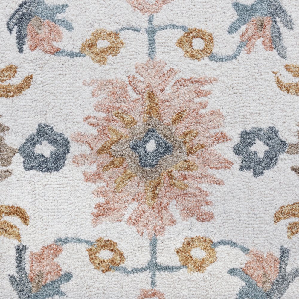 Babylon Wool Area Rug Indoor in Blue/Pink, 9' x 12'. Picture 6