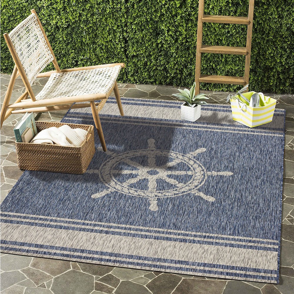 Captiva Durable Performance Area Rug Outdoor in Blue/Gray, 7'9" x 9'5". Picture 8