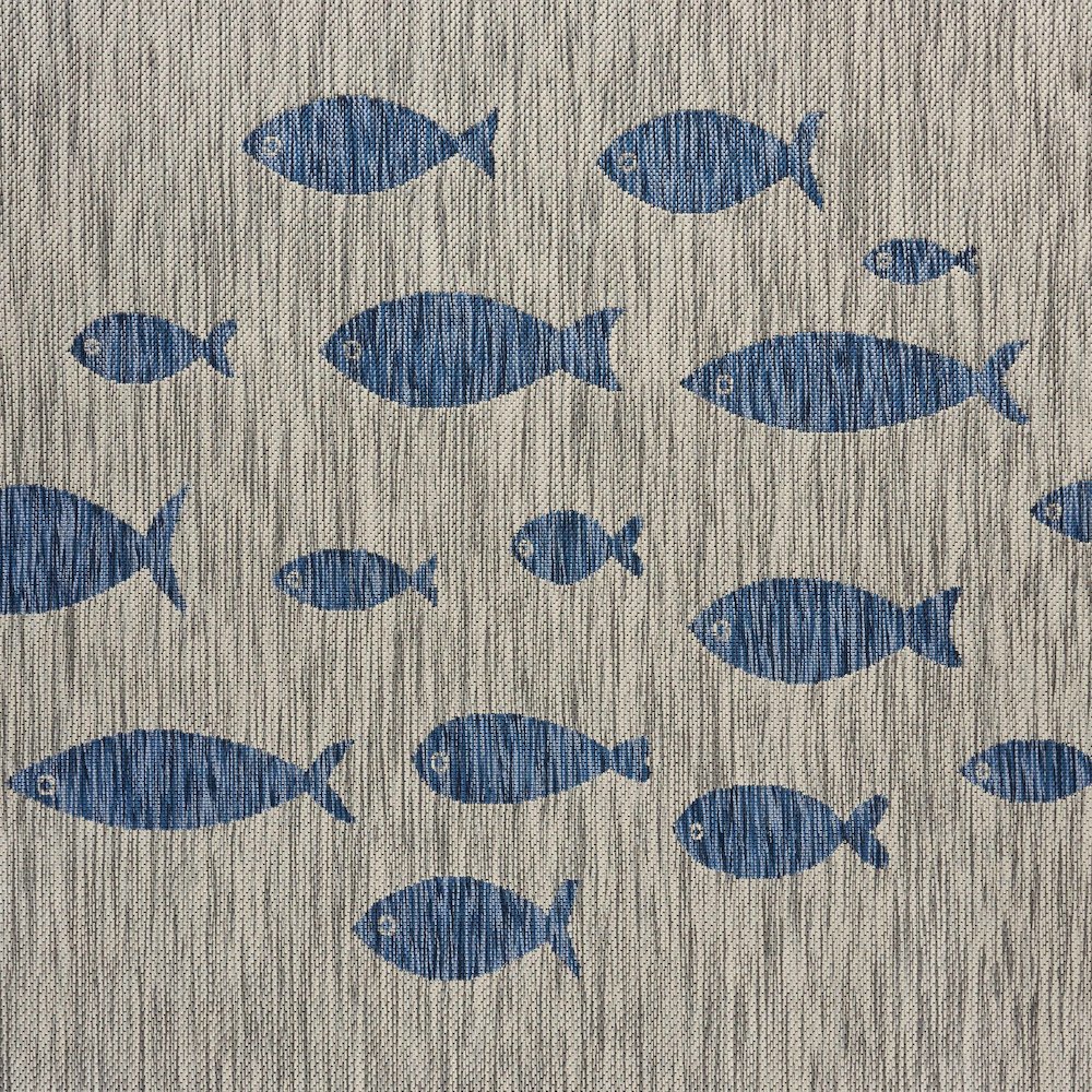 Catalina Durable Performance Area Rug Outdoor in Blue/Gray, 7'9" x 9'9". Picture 7