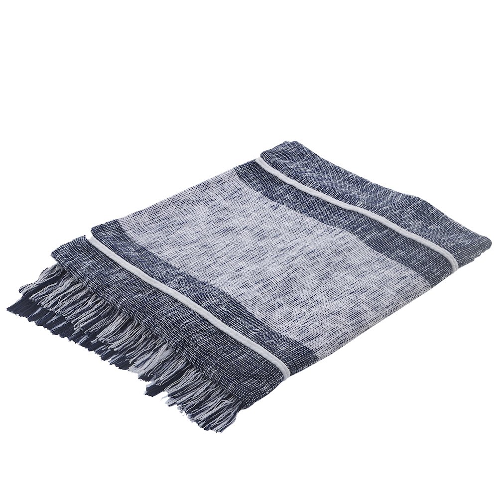 Coverlet Cotton in Blue/White 90" x 108". Picture 2