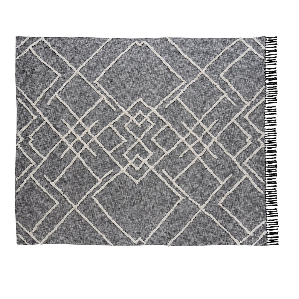 Coverlet Cotton in Black/Ivory 90" x 96". Picture 1
